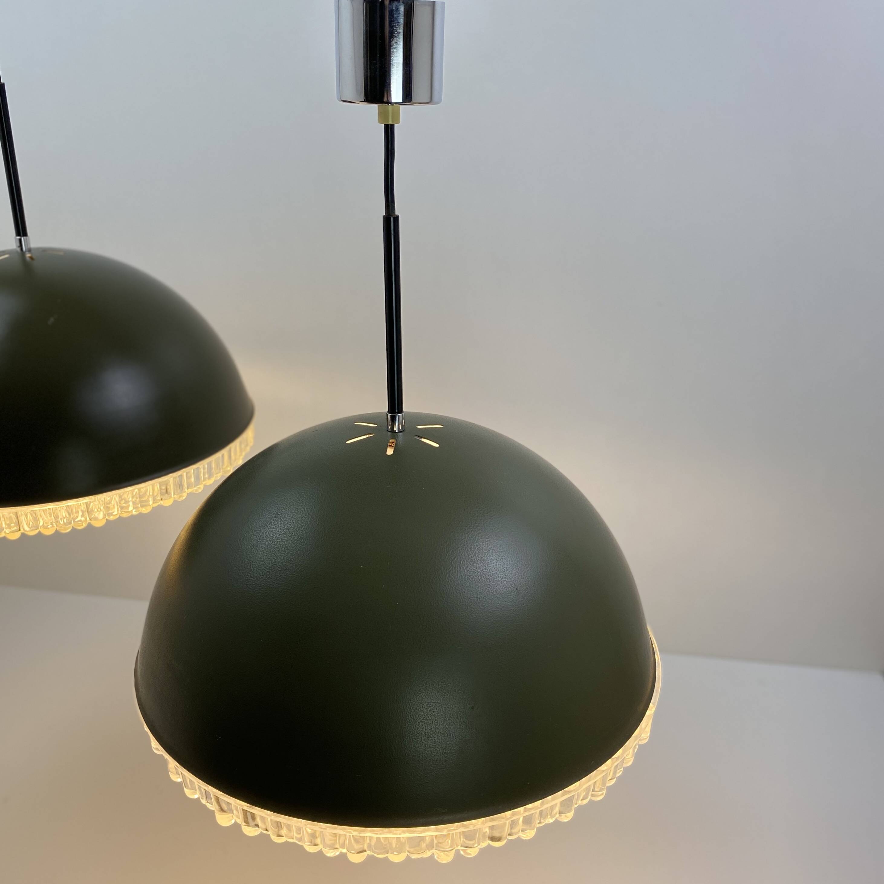 Space Age 1970 pendant light, brown and chrome