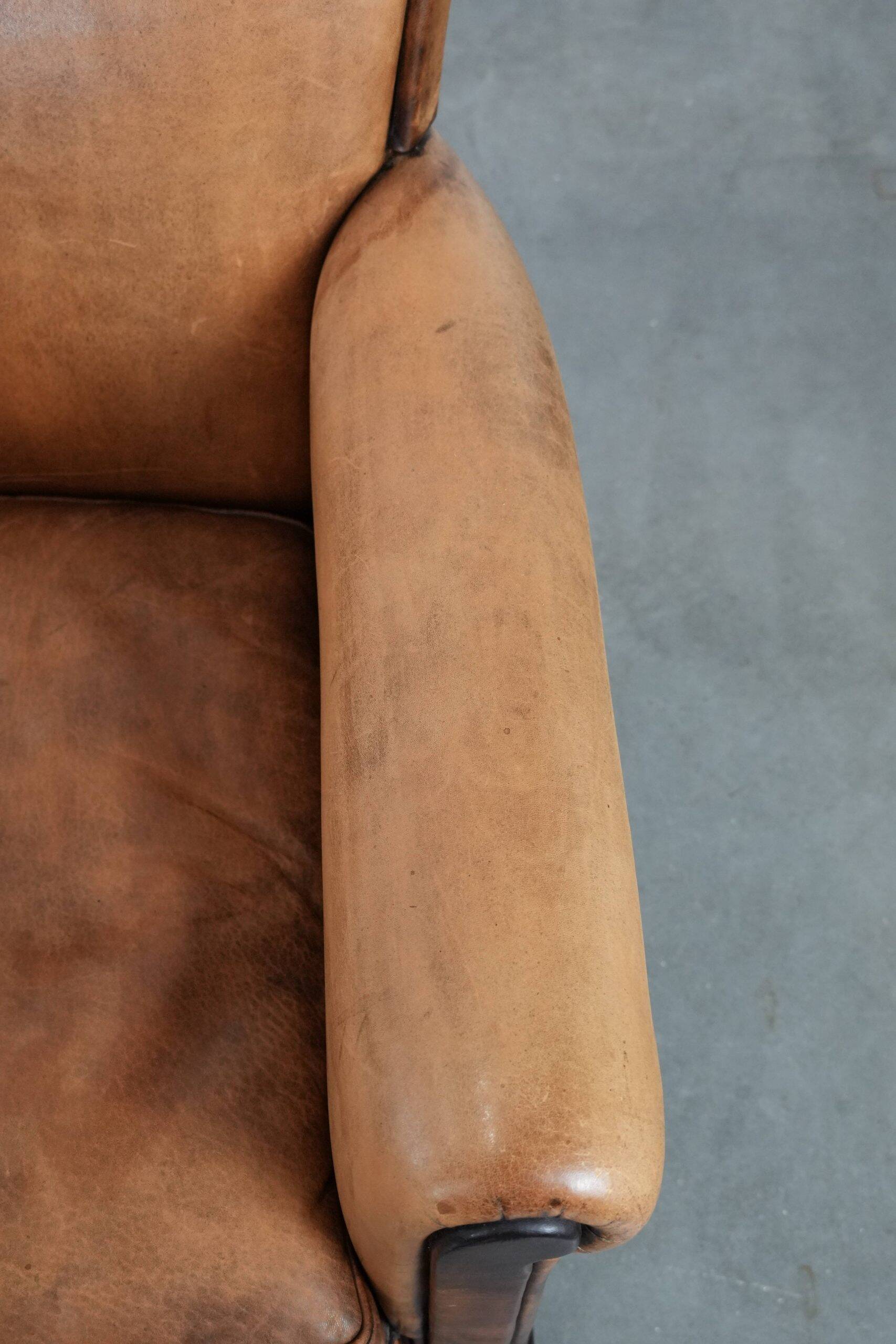 2 fauteuils vintage en cuir de mouton