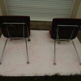 2 chairs in red skaï metal struxture 70s