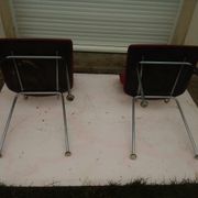 2 chairs in red skaï metal struxture 70s