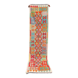 Afghan hallway kilim carpet colored red orange multicolor