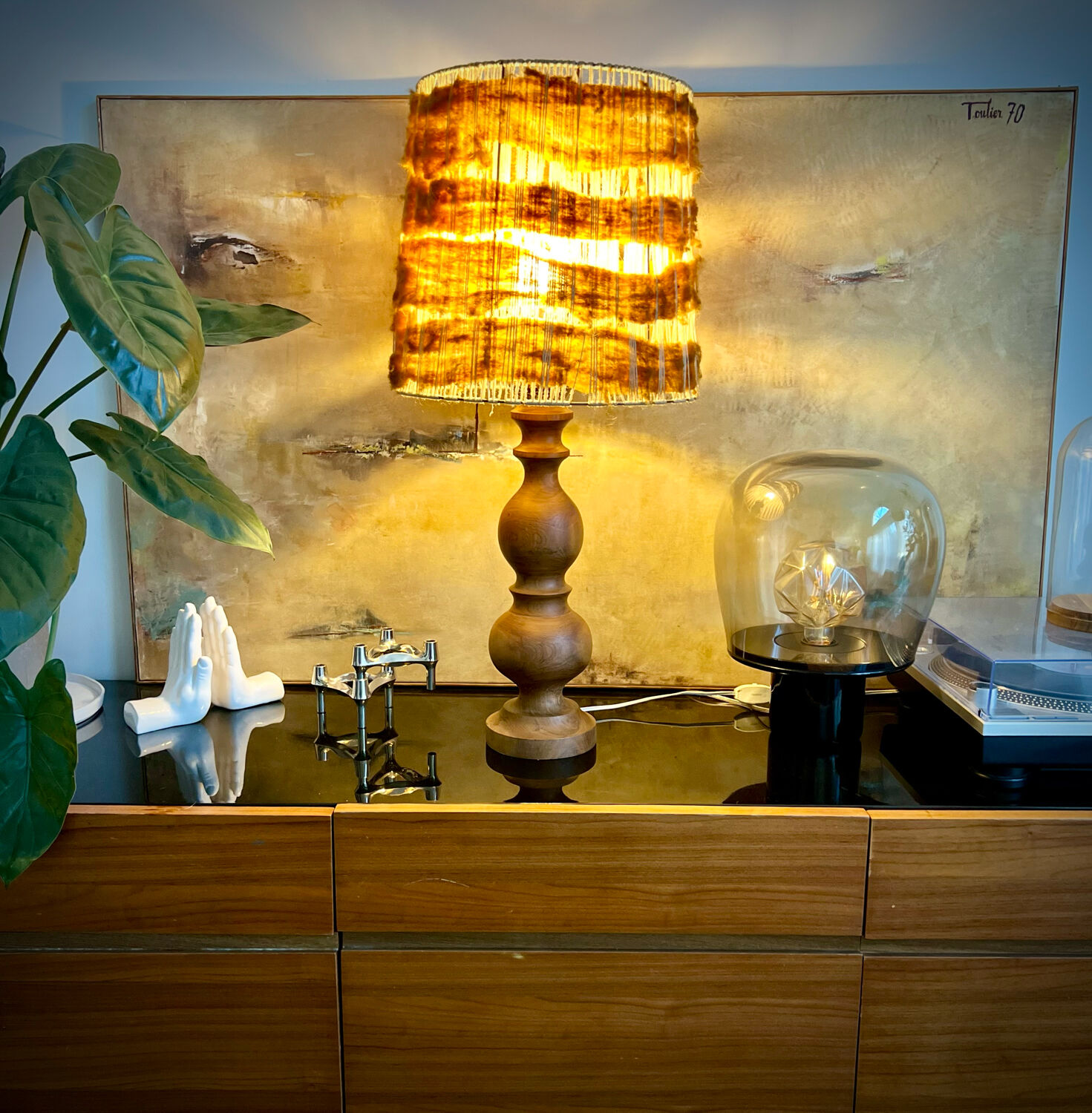 Vintage / bohemian chic wooden lamp