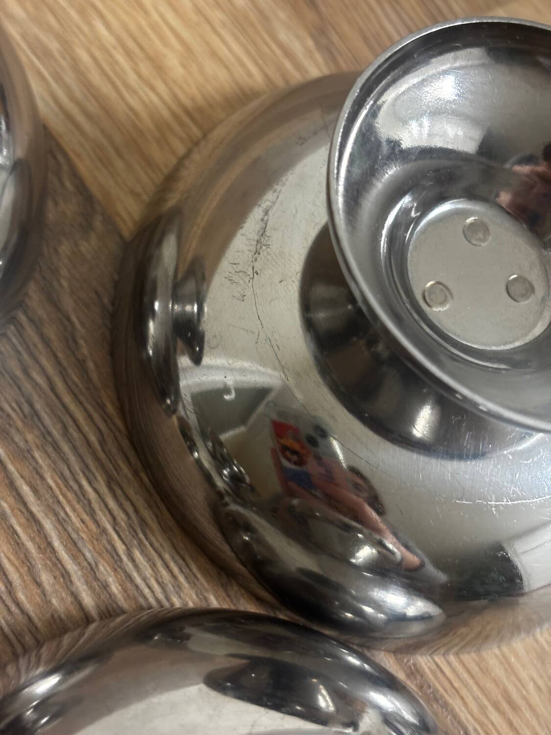 Vintage set of 6 small stainless steel bowls.