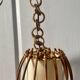Lampe suspension vintage en rattan et tissu, style Louis Sognot, France