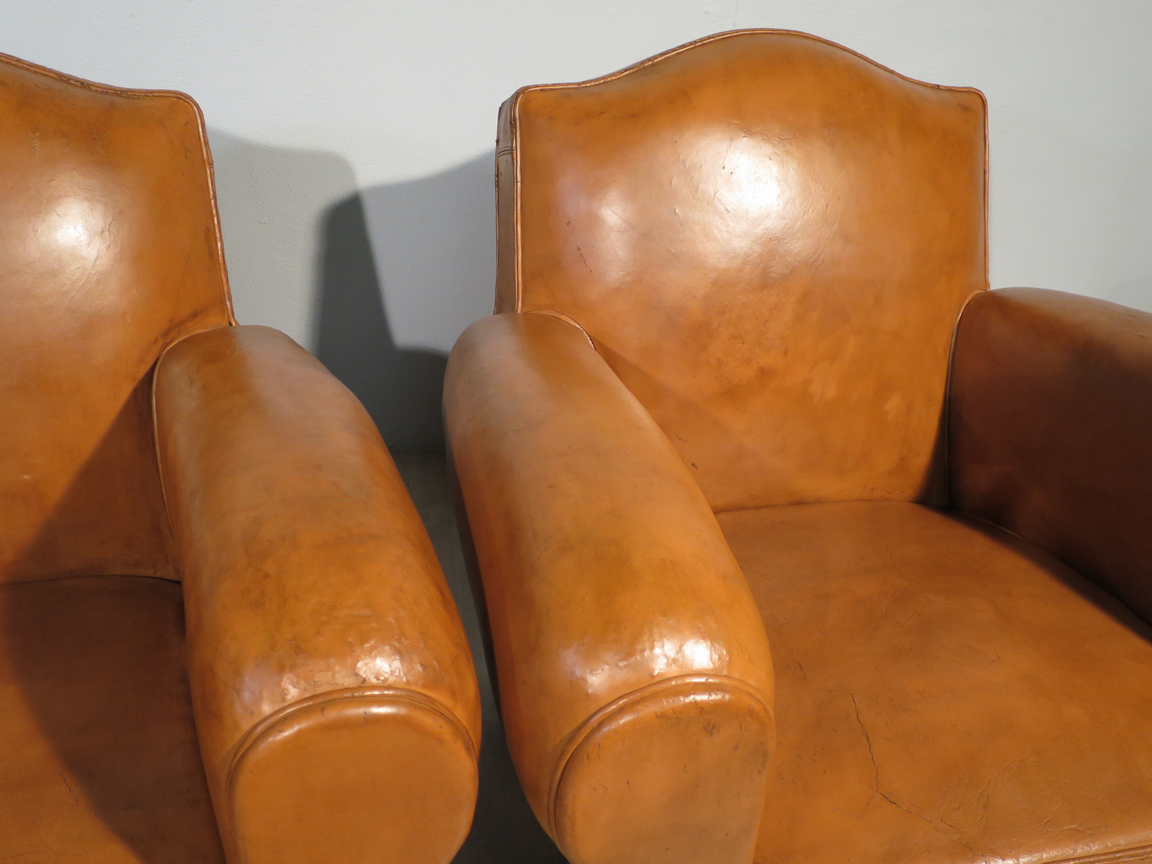 Pair of leather club chairs