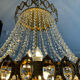 Lustre cascade en bronze et pampilles de cristal