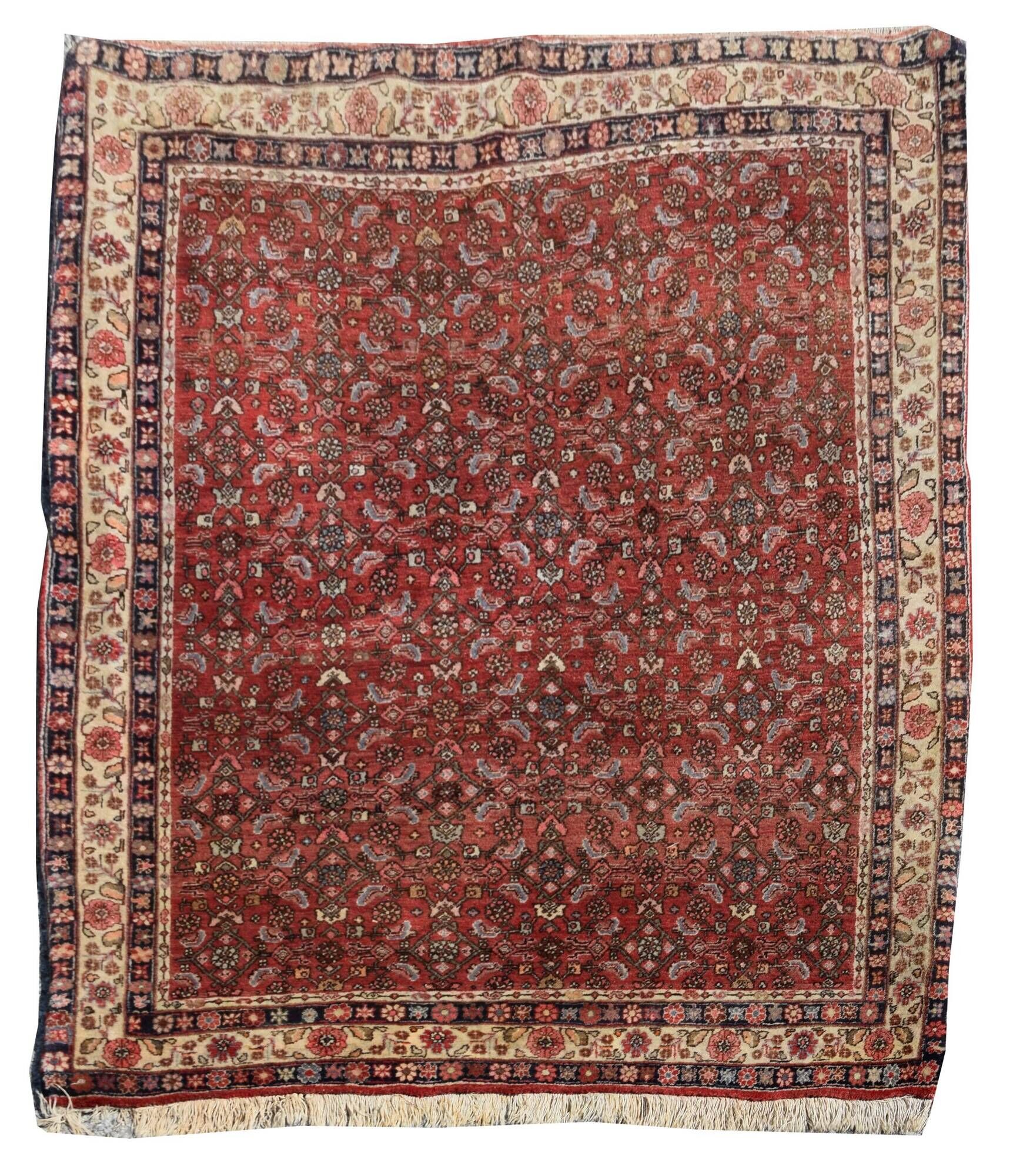 Antique Iranian Bidjar oriental rug - entirely handmade: 1.60 X 2.18 meters