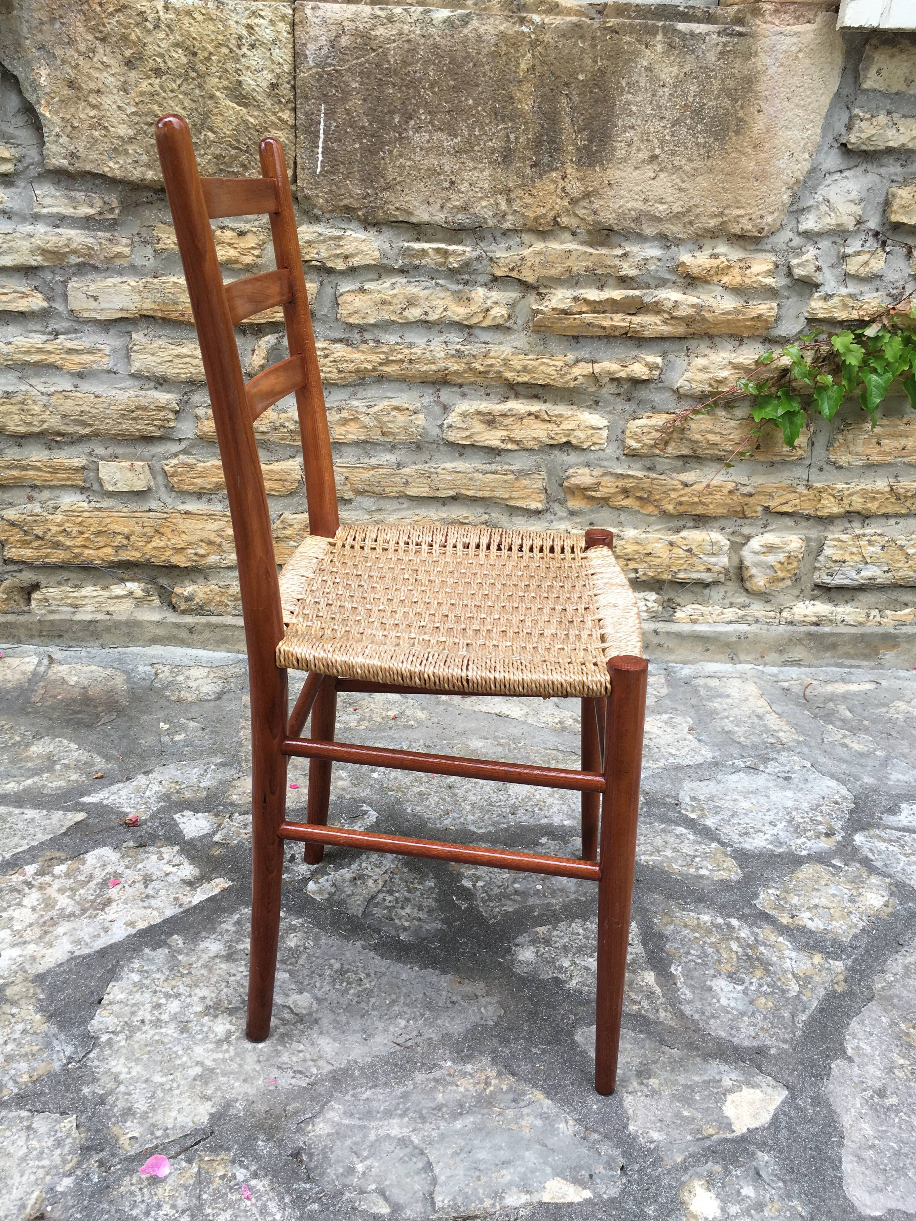 Italian chair in rope and wood