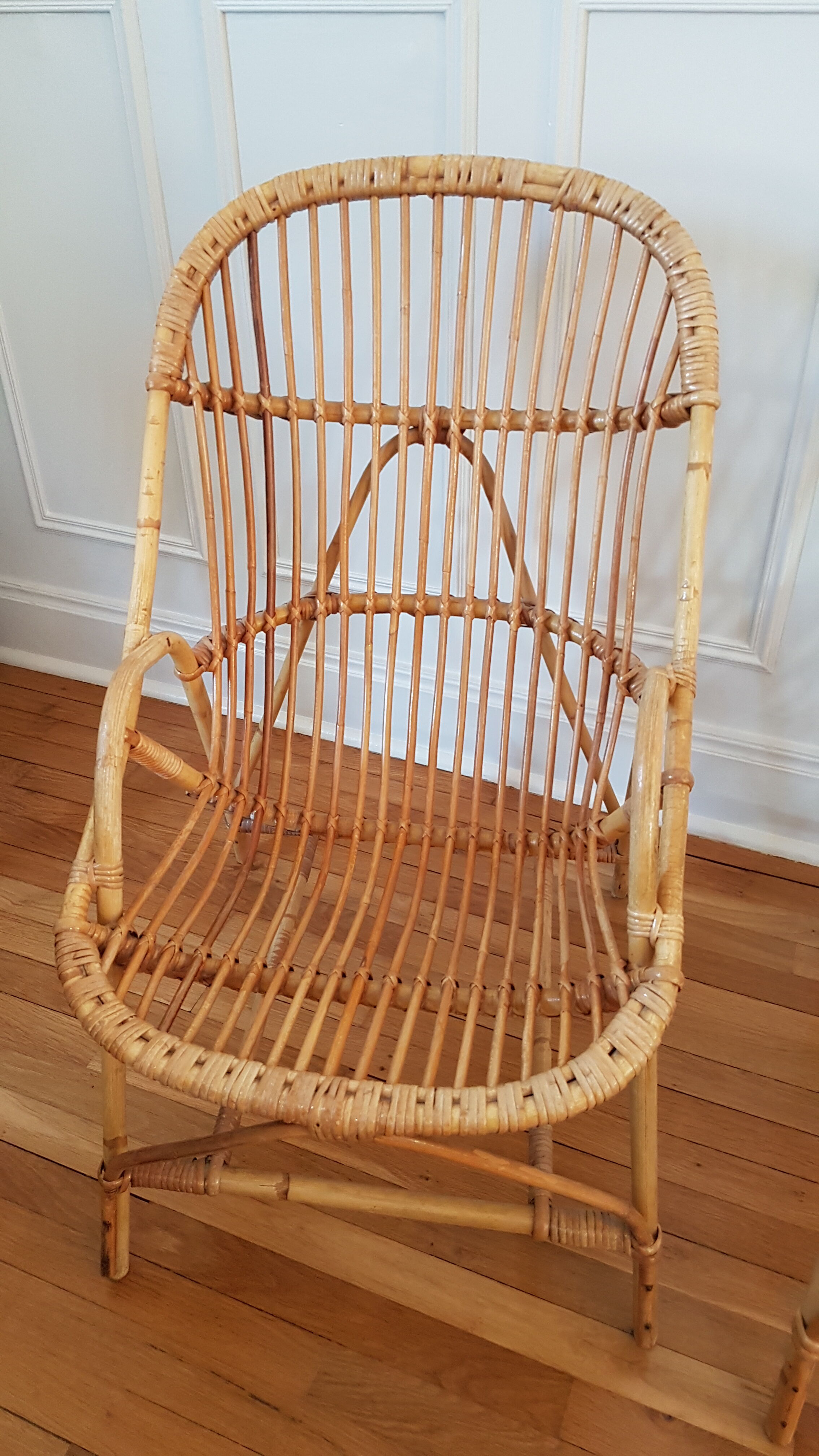 Pair of rattan armchairs