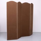 4 parts Brown Linen Fabric Room Divider 1970s Holland