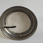 Vintage lamp consisting of a glass tulip-shaped fireplace and a pewter foot
