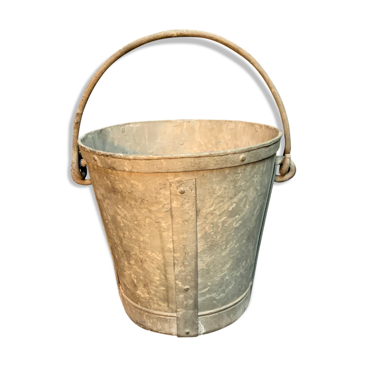 Ancient metal garden bucket