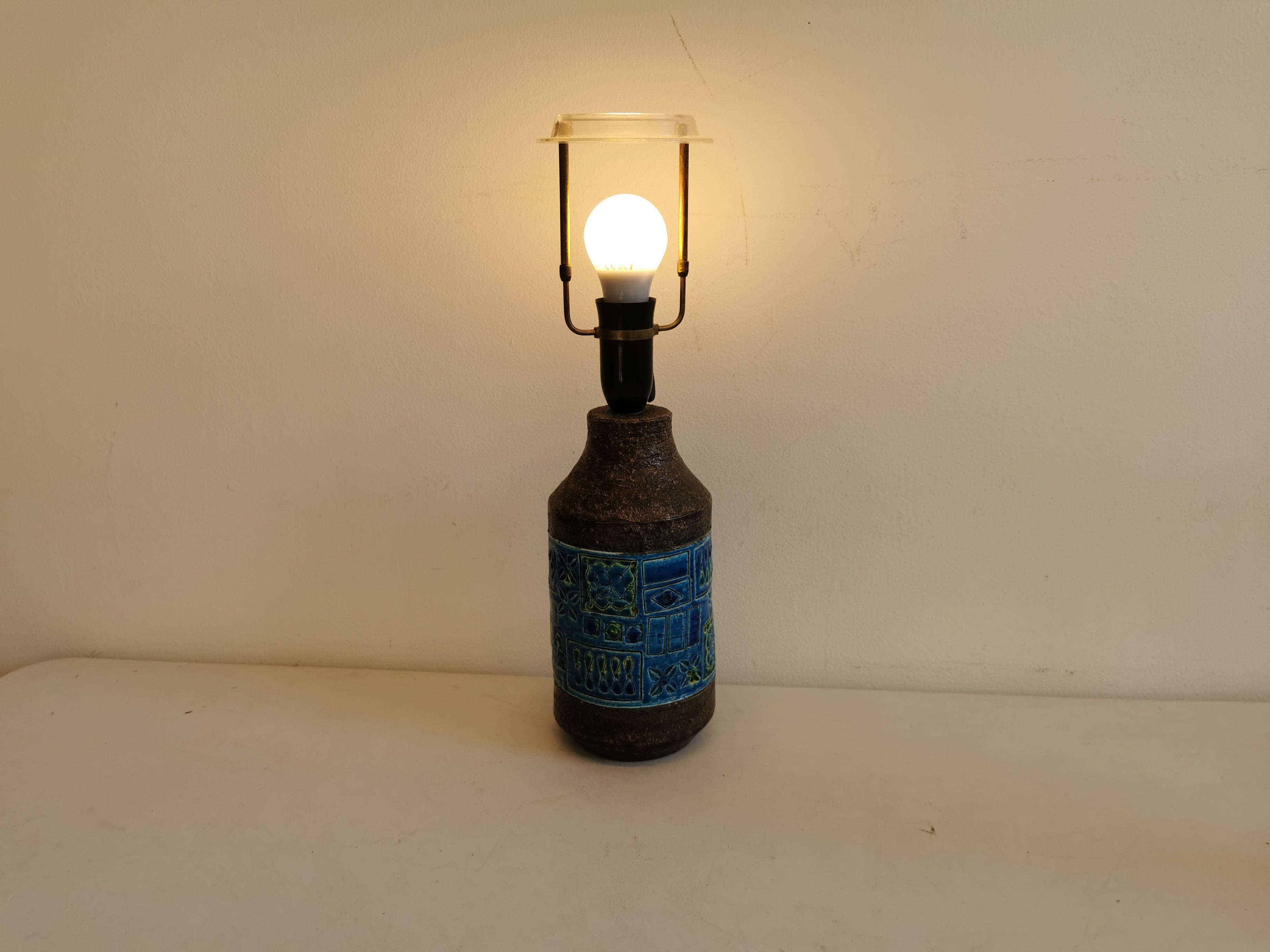 Bitossi lamp, in beautiful blue turquoise color, designed by Aldo Londi, Italy 1950-1960s
