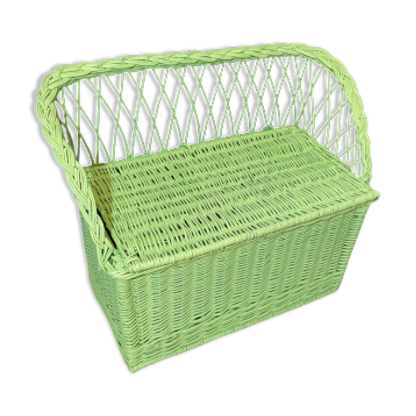 Vintage rattan bench toy chest