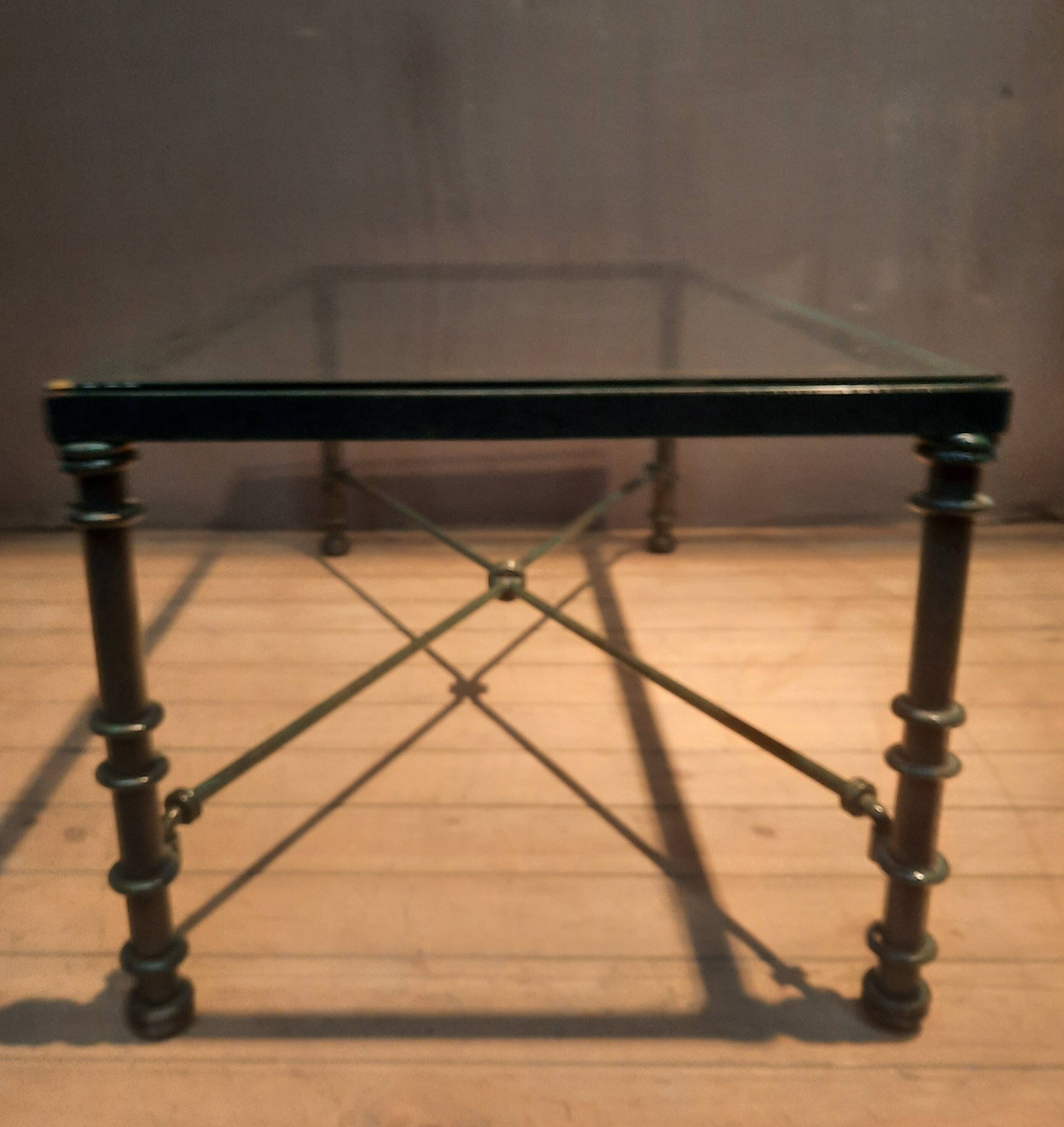 Table basse  rectangulaire  metal et verre