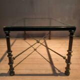 Rectangular metal and glass coffee table