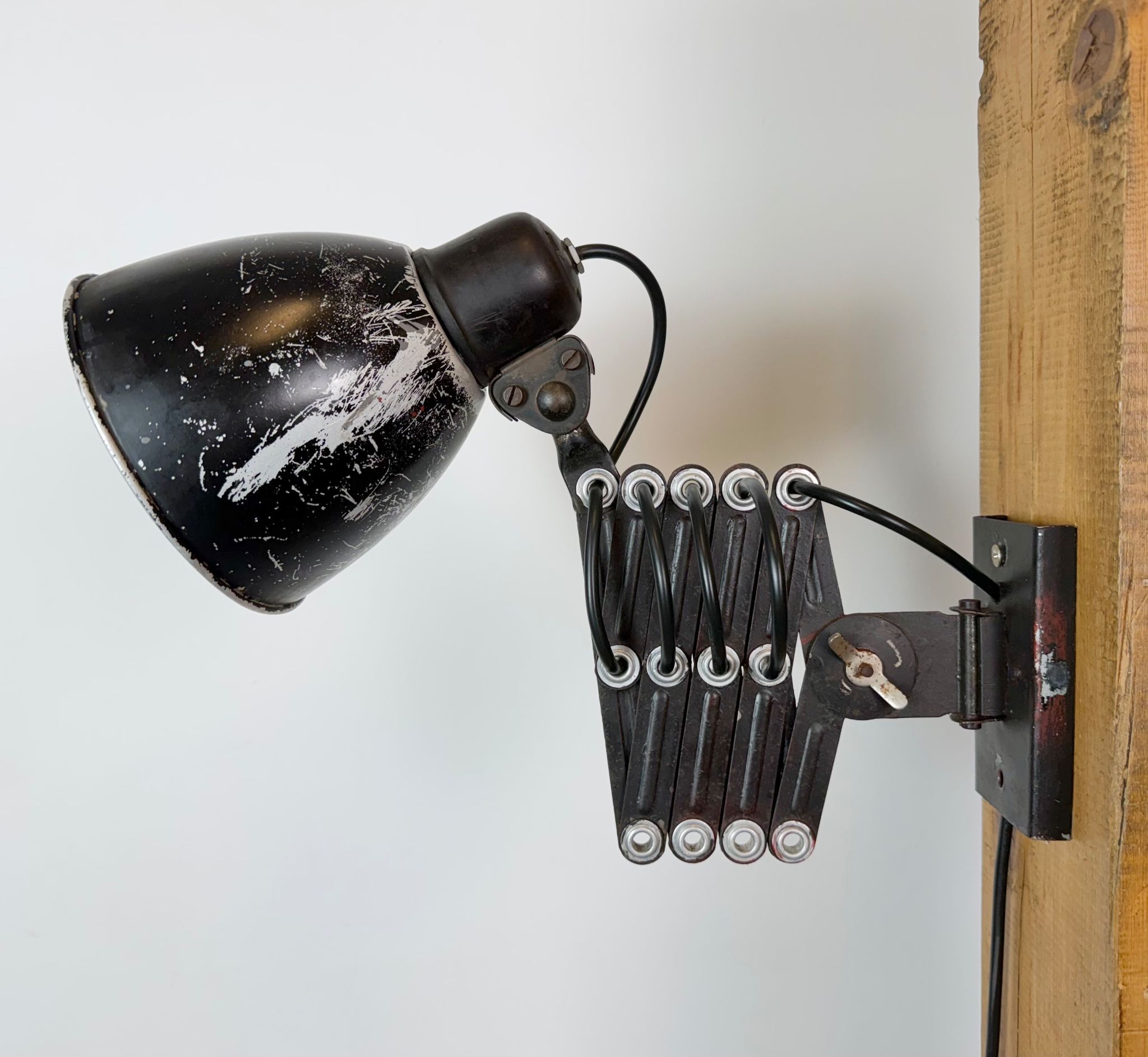 Industrial Black Scissor Wall Lamp, 1950s