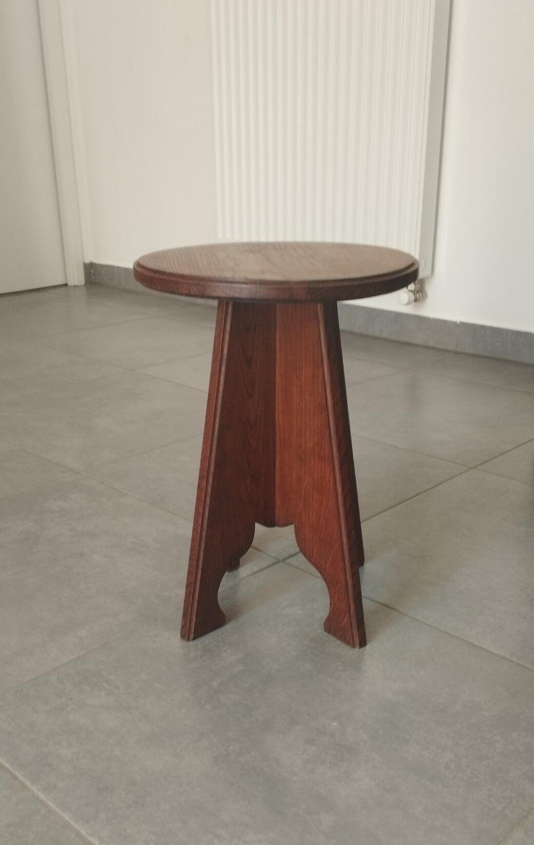 Antique oak stool, folk art