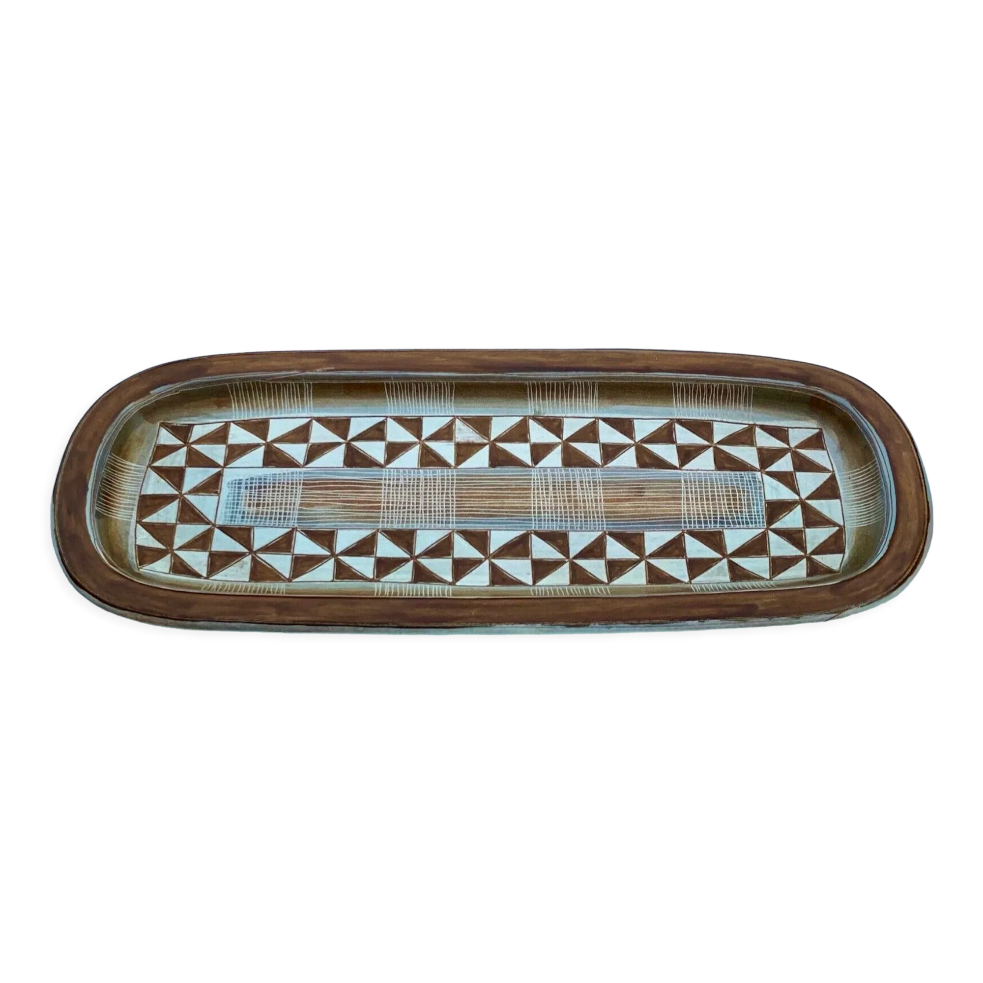 ceramic plate EPOQUE 1950 africanist decoration - signed GUILLOT - FRANCE