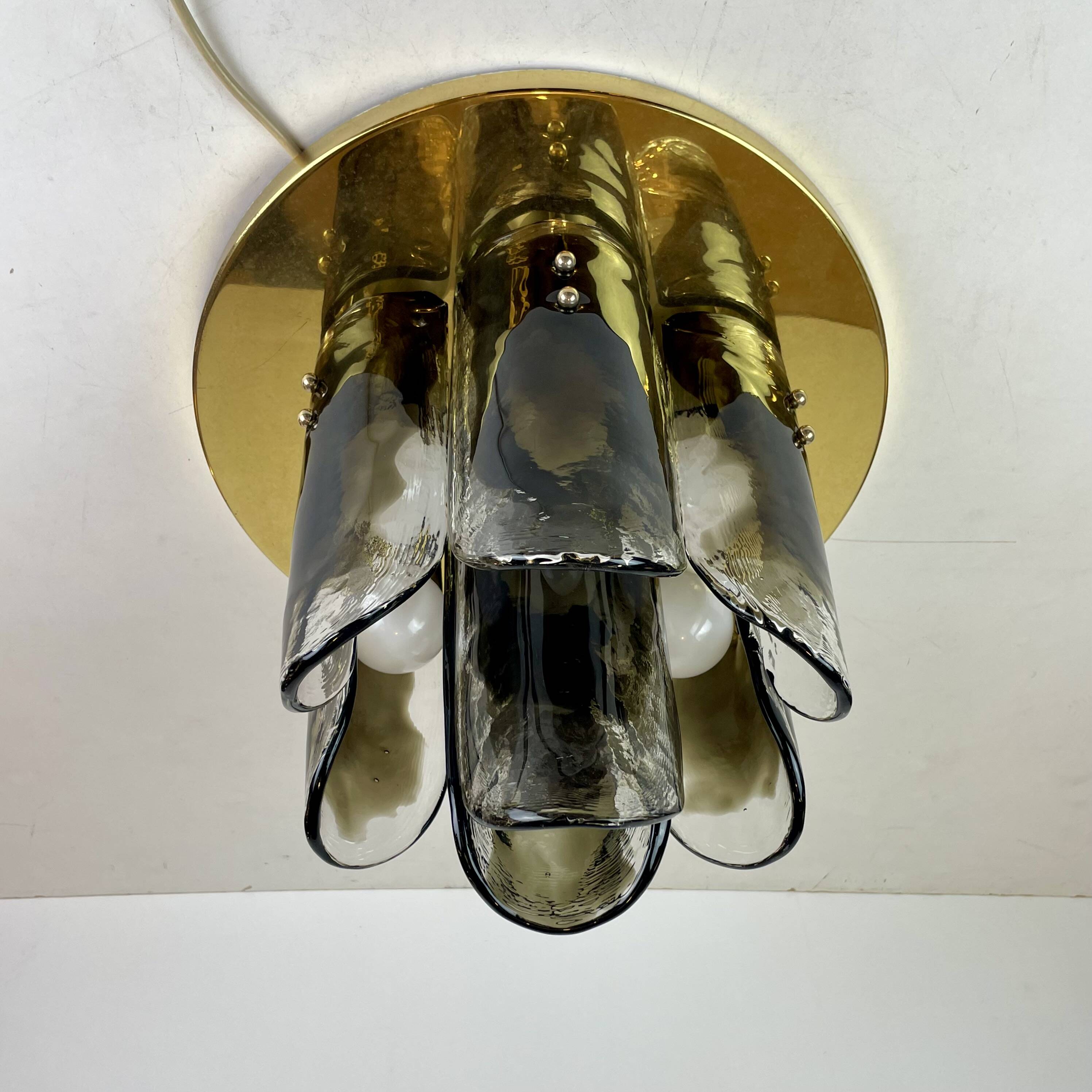 Murano & Brass Ceiling Lamp by J.T. Kalmar, Austria, 1960s