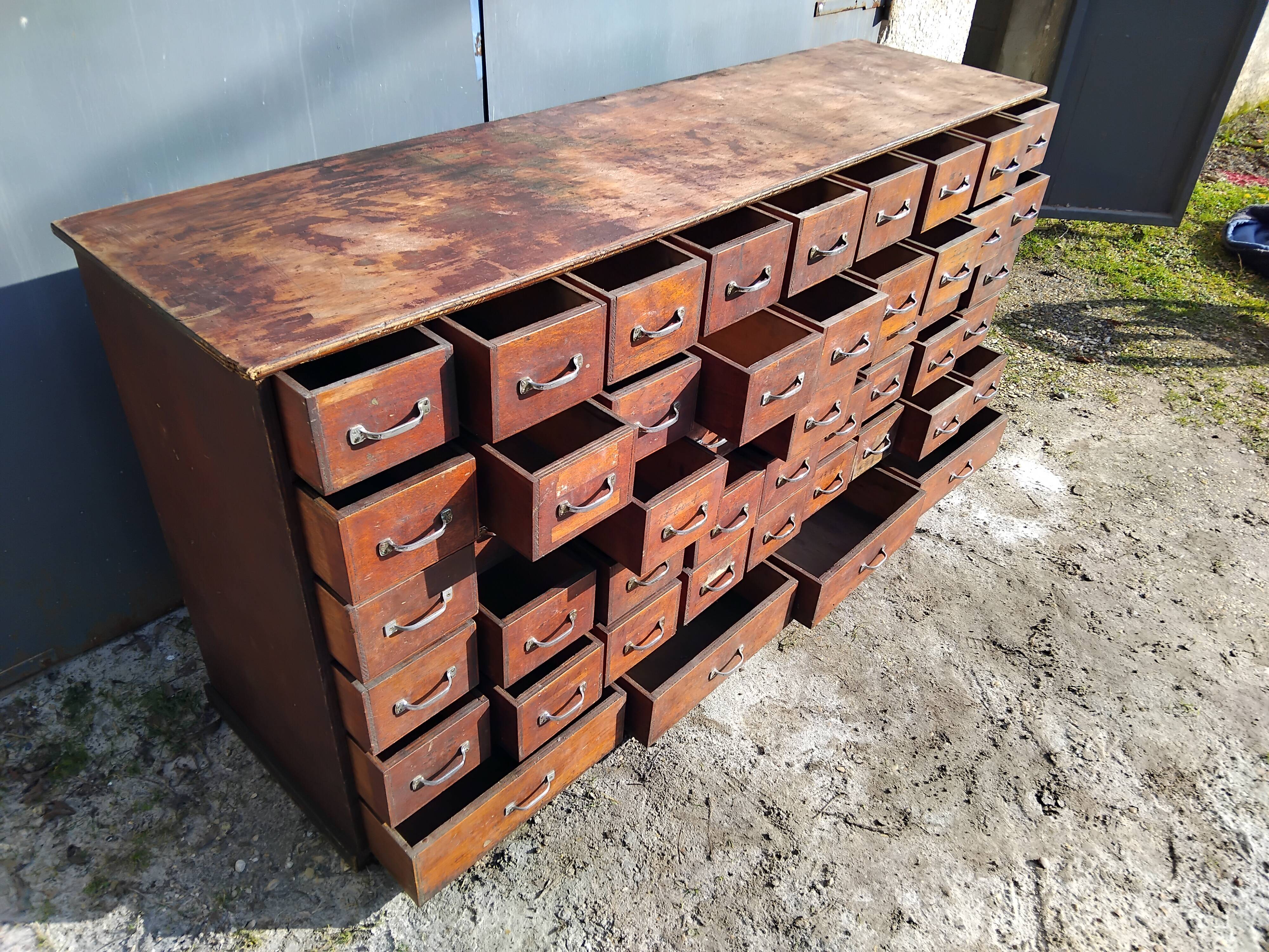 Old sideboard workshop furniture 49 drawers vintage design
