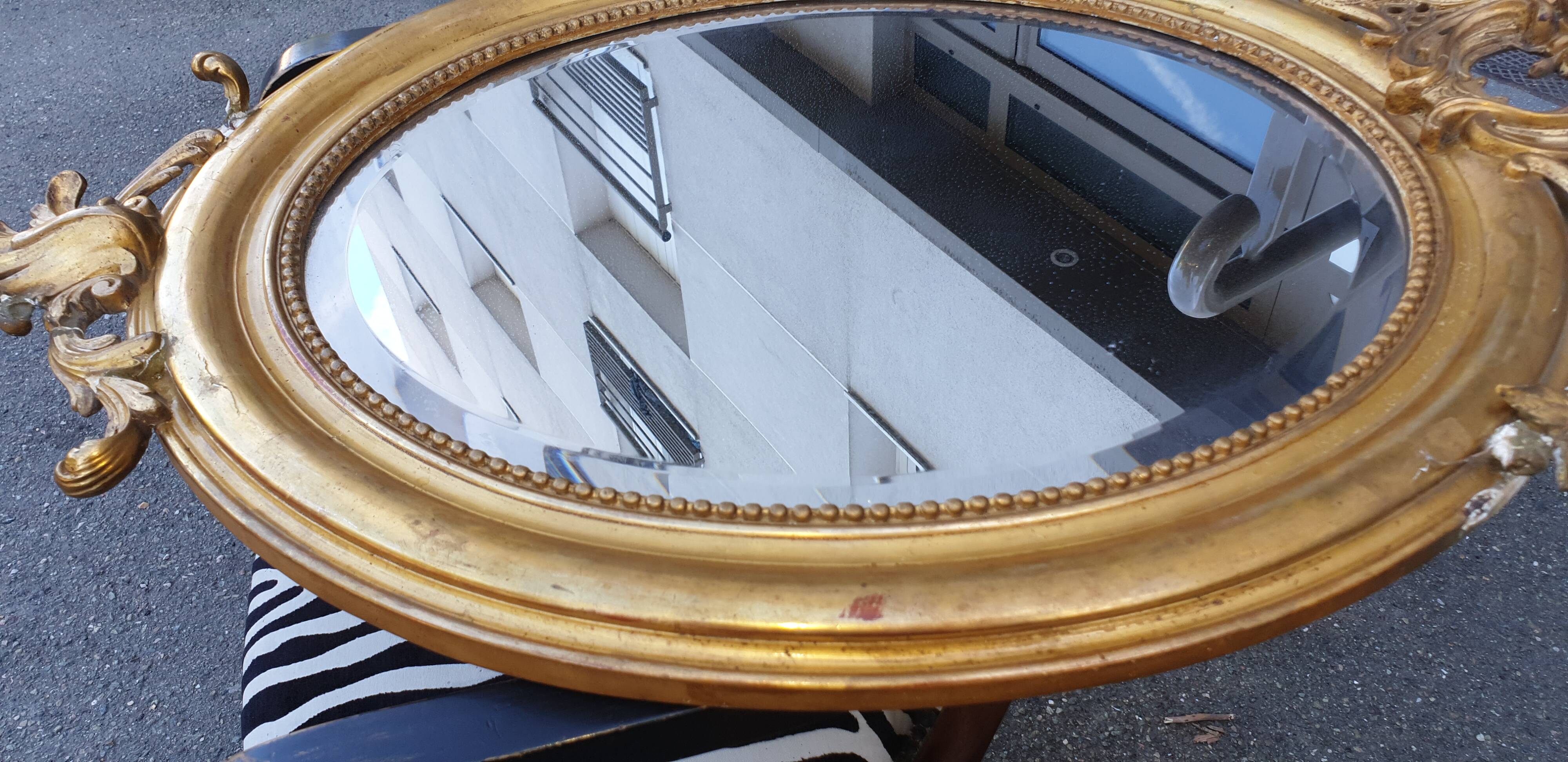 Oval mirror Louis xv period 19th century