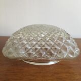 Plafonnier en verre moulé de forme carré en pointe de diamant