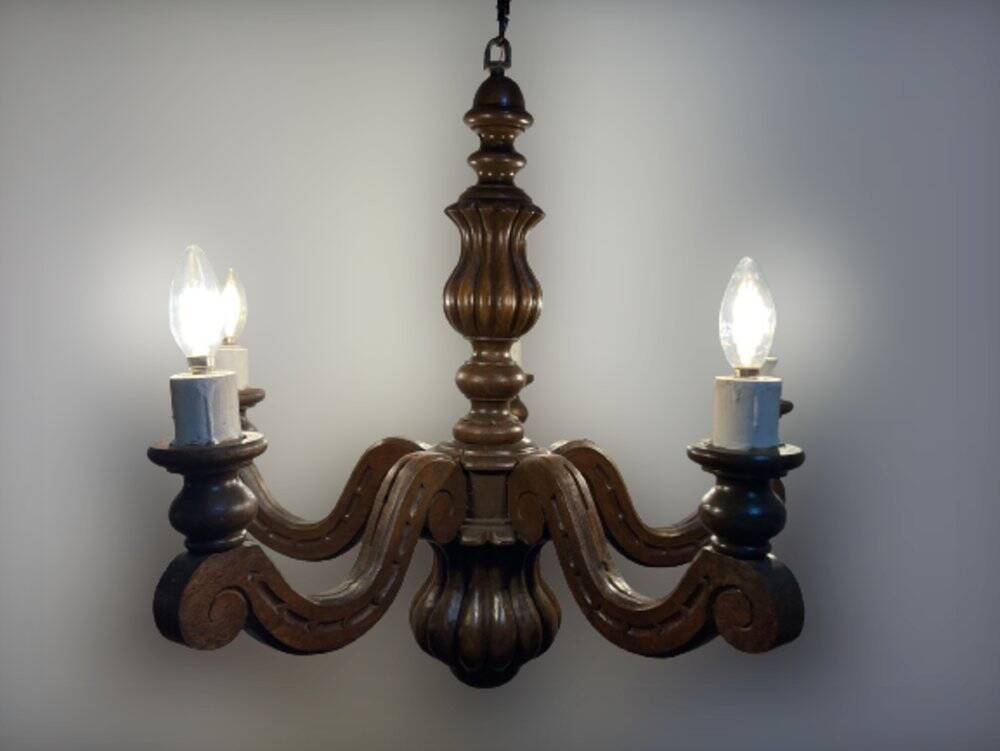 Louis XVI style wooden chandelier, 1890s