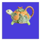 Fitz & Floyd ff1986 turtle jug or teapot with oranges and leaves, american majolica tableware