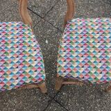 Pair of Louis Philippe walnut style chairs, reupholstered