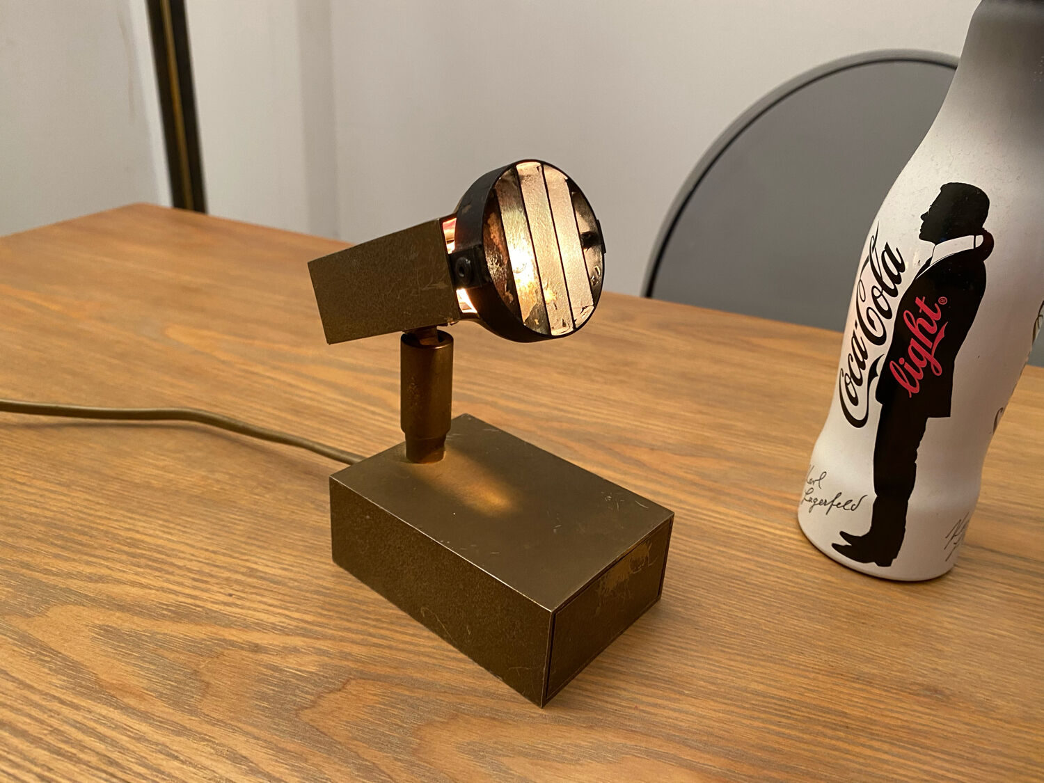 Halogen spot lamp solid brass modernist vintage design 70s