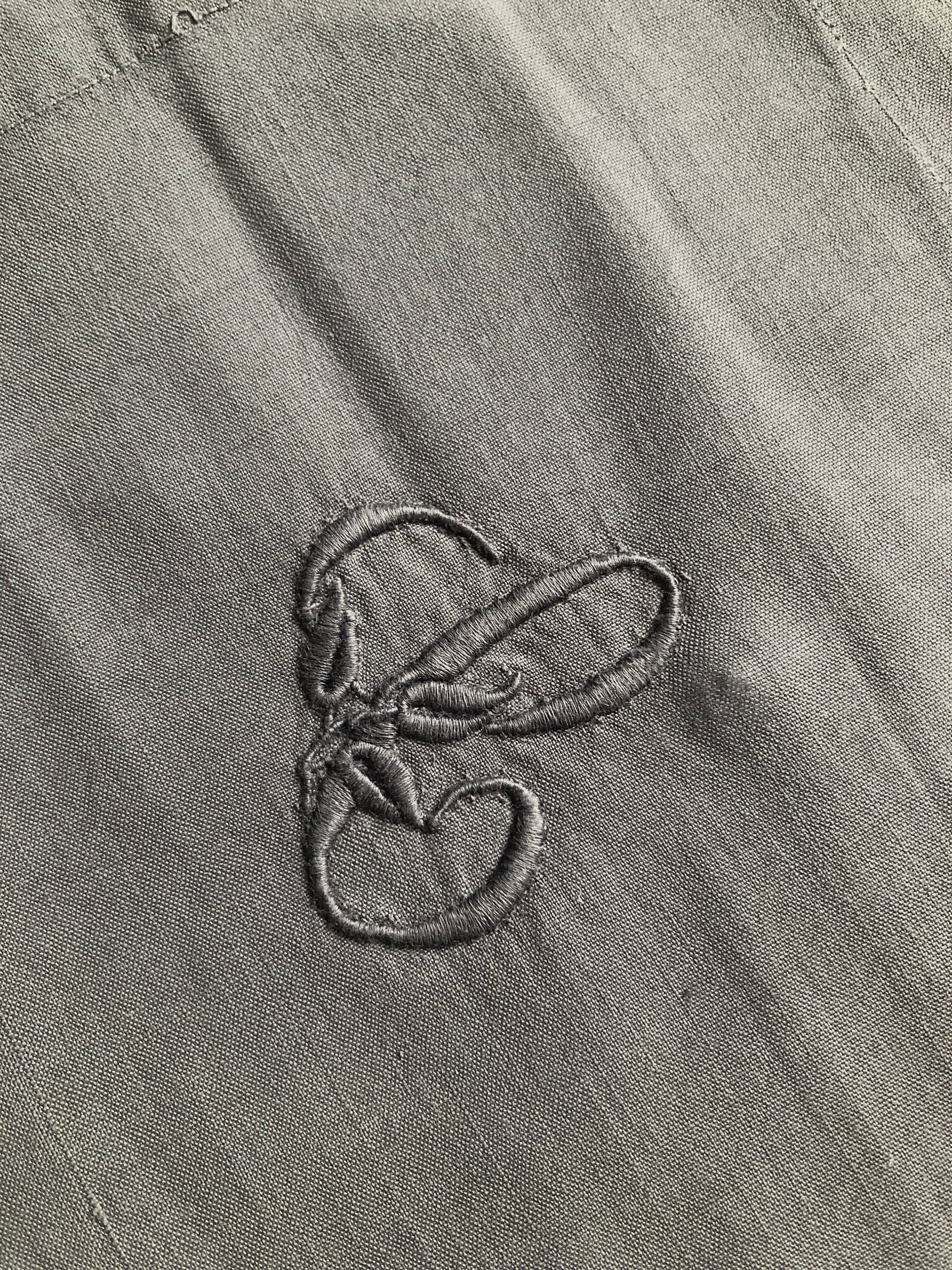 Antique cotton pillowcase tinted in smocke gray