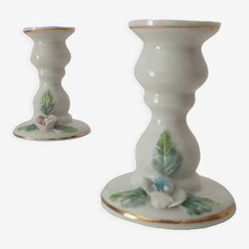 Paire de bougeoirs vintage en porcelaine