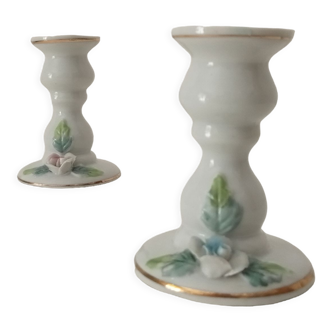 Paire de bougeoirs vintage en porcelaine