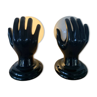 Pair of Ceramic Wall Lights or Lamps in the Shape of a Hand