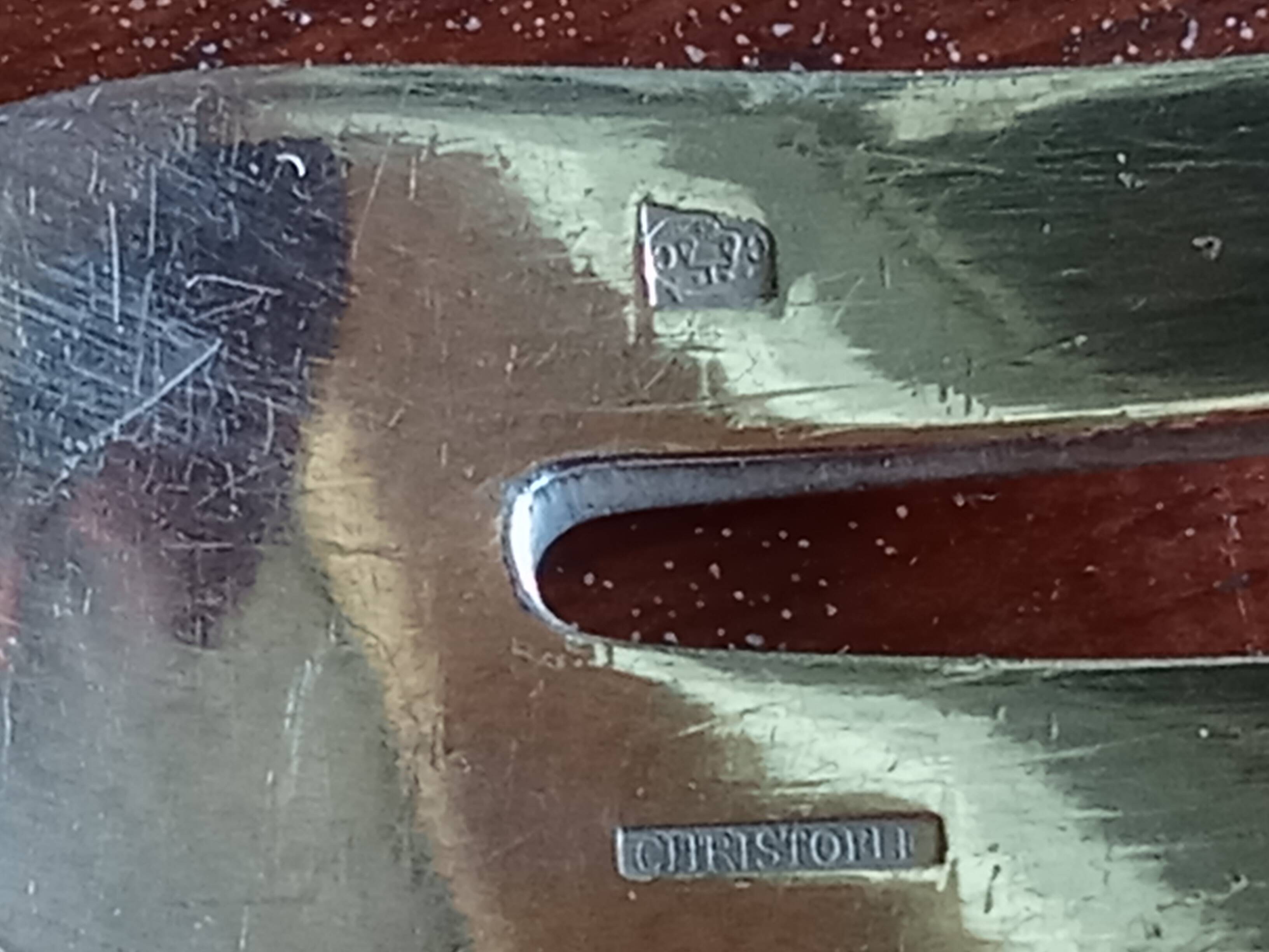 12 silver-plated metal condiment forks for shellfish by Christofle, Albi model.