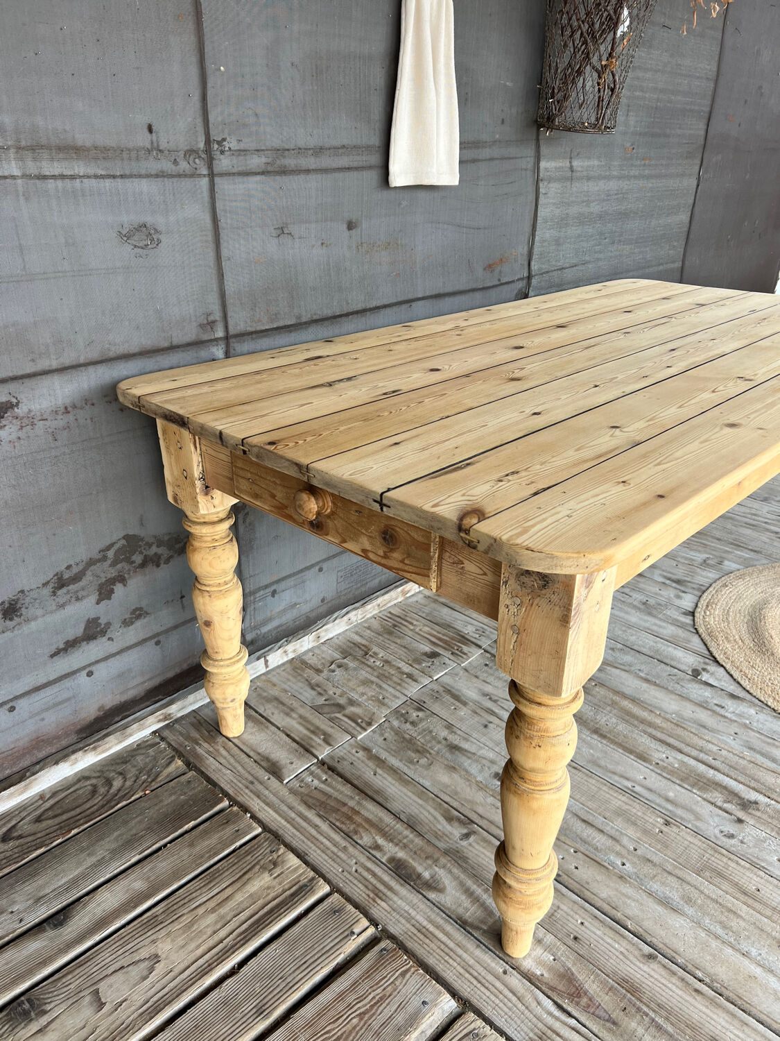 Rustic wooden farmhouse table