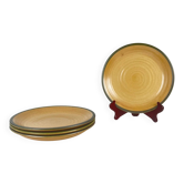 Set of 4 Salins plates with green rim, 20th century