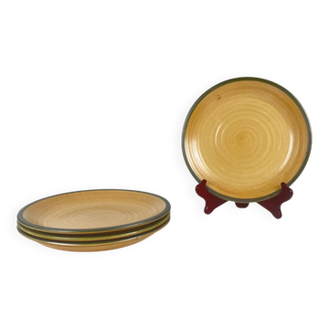 Set of 4 Salins plates with green rim, 20th century