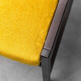 Set 6 chaises tissu jaune bois 1960s vintage modernisme