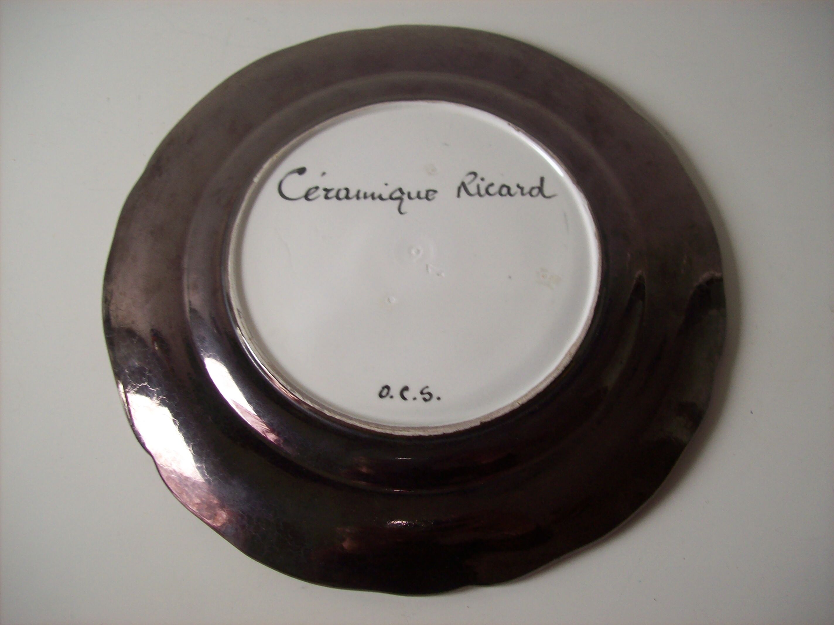 Vintage ceramic plate of ricard workshops