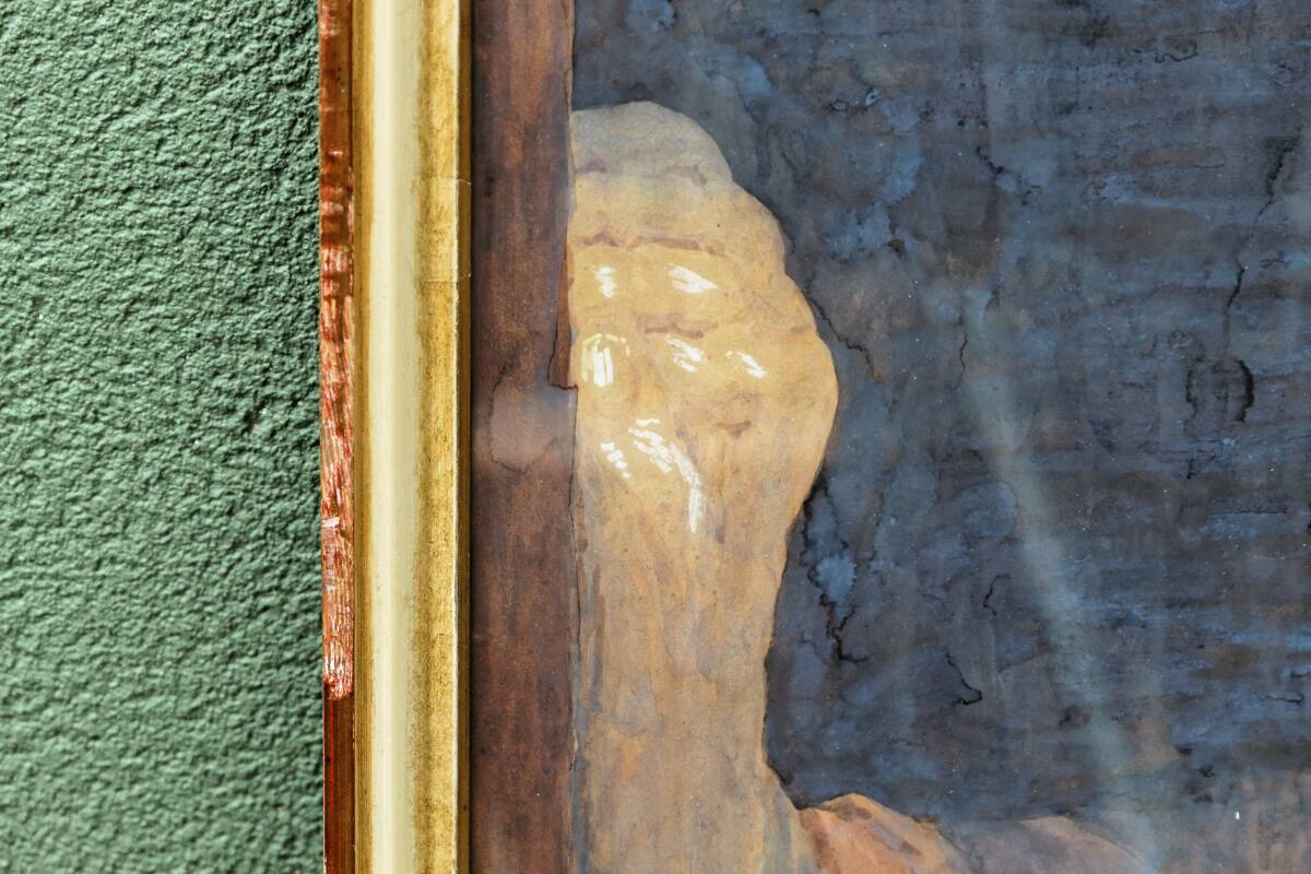 Pastel orientaliste, femme au turban, signé Wolff