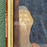 Pastel orientaliste, femme au turban, signé Wolff