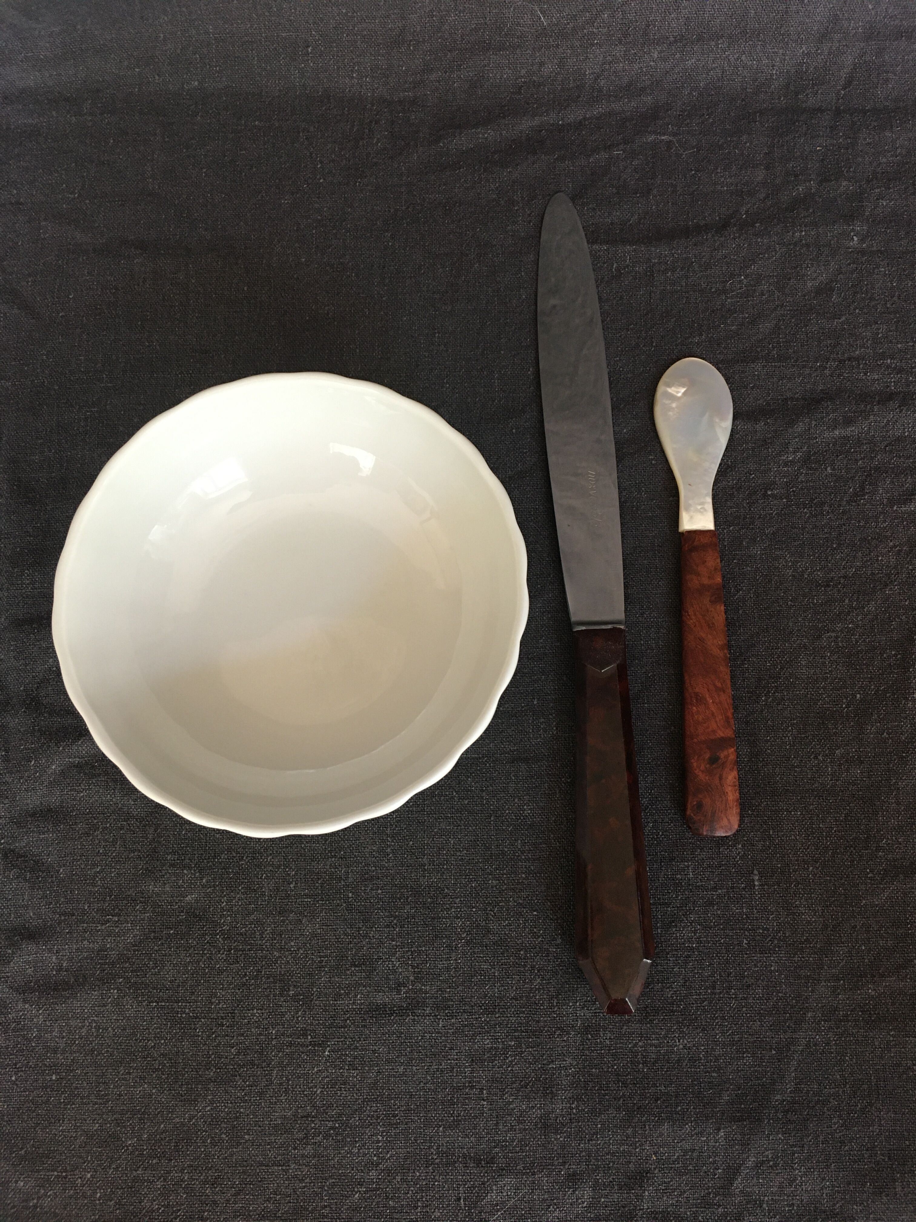 Set of 4 spoons in mother-of-pearl and rosewood