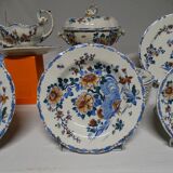 Gien. earthenware service part, rooster and peony model. 38 pieces