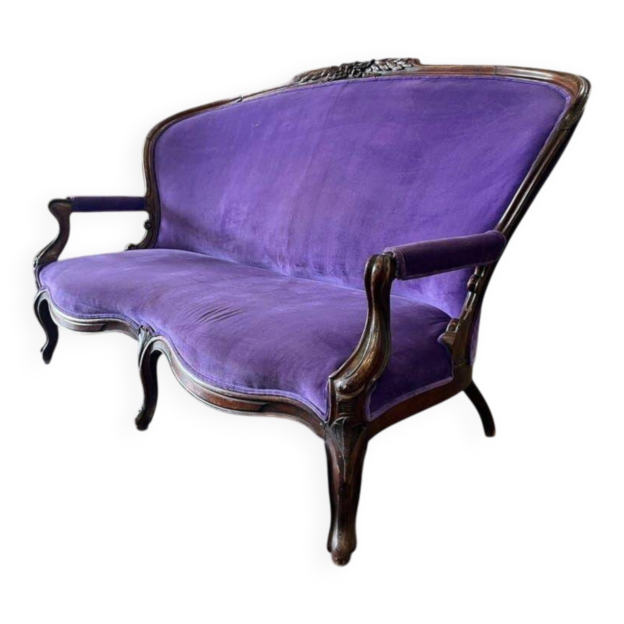 Fauteuil/canapé trois places baroque vintage violet-pourpre