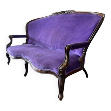 Vintage purple-maroon baroque three-seater armchair/sofa
