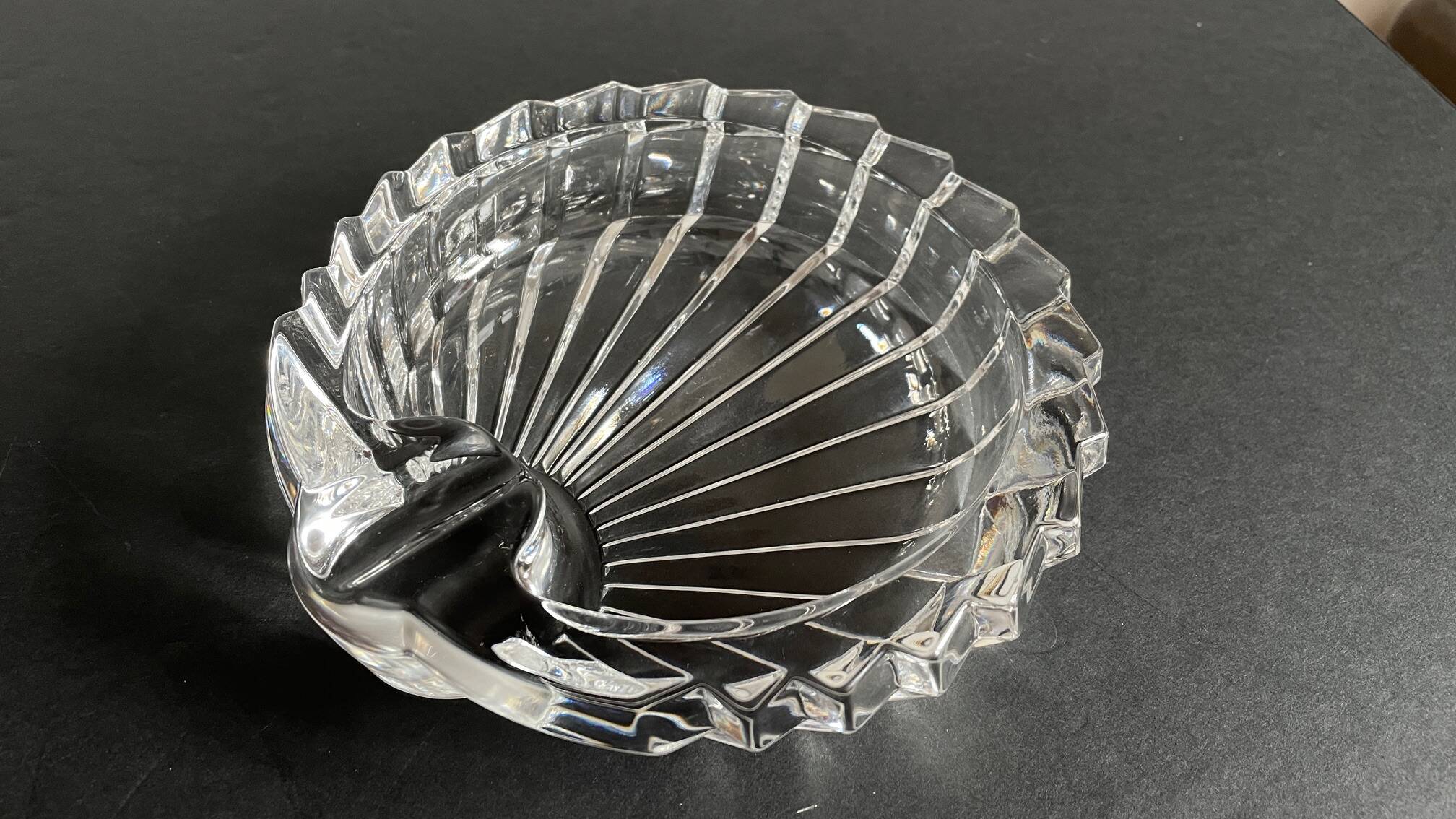 Vintage Crystal Ashtray in Seashell Shape