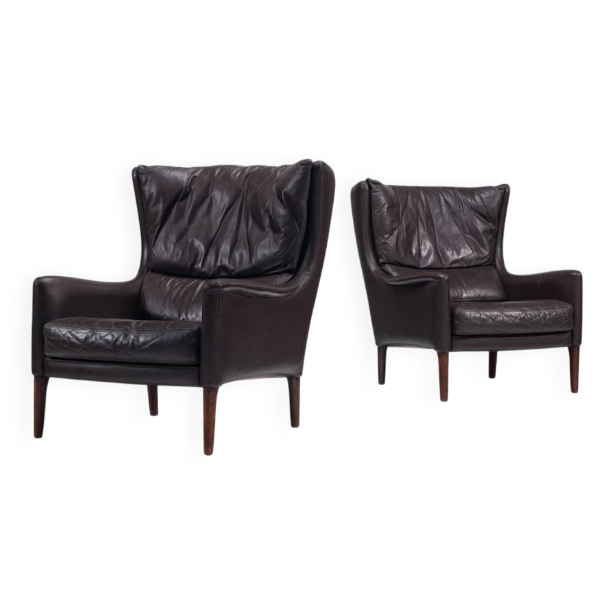 Pair of Durlet lounge chairs brown leather Belgium 1960