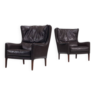 Paire de fauteuils Durlet en cuir marron Belgique 1960